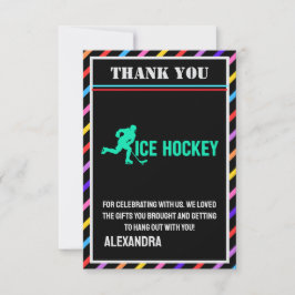 Tarjeta De Agradecimiento Ice Hockey Birthday Party, Ice Hockey Girl Player 