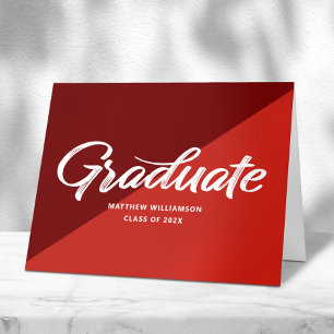 Tarjeta De Agradecimiento Icono de gorra de graduación rojo negrita script r