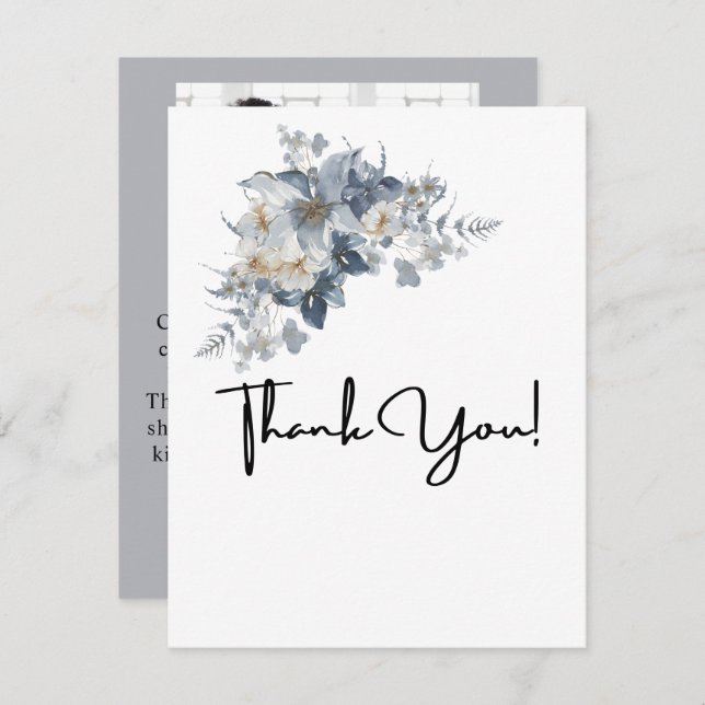 Tarjeta De Agradecimiento ilustración acuarela rústica de un floral  (Anverso / Reverso)