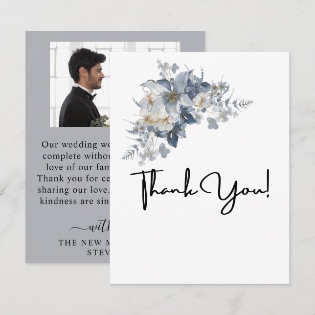 Tarjeta De Agradecimiento ilustración acuarela rústica de una floral  (Anverso / Reverso)