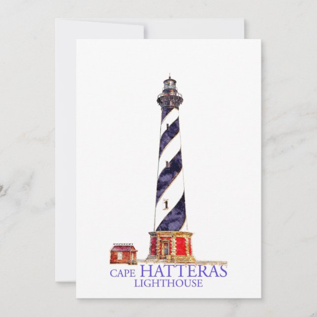 Tarjeta De Agradecimiento Ilustracion acuático Faro de Cape Hatteras (Anverso)