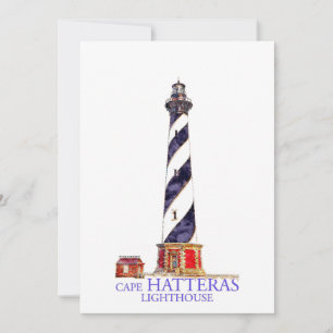 Tarjeta De Agradecimiento Ilustracion acuático Faro de Cape Hatteras