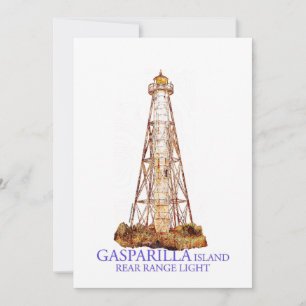 Tarjeta De Agradecimiento Ilustracion acuático Gasparilla Island Light
