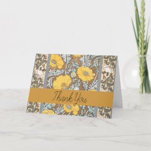 Tarjeta De Agradecimiento Ilustración Art Nouveau Amapola Flor Amarilla