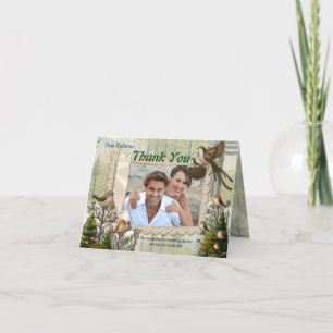 Tarjeta De Agradecimiento Ilustracion artístico de aves simplistas de estilo