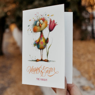 Tarjeta De Agradecimiento Ilustración caprichosa de pollo de Pascua Feliz Pa
