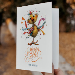 Tarjeta De Agradecimiento Ilustración caprichosa de pollo de Pascua Feliz Pa