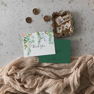 Tarjeta De Agradecimiento Ilustración Colorida Floral Tropical Plana de Boda