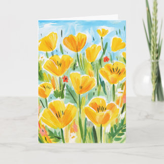 Tarjeta De Agradecimiento Ilustración de amapolas de California