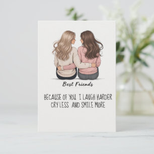 Tarjeta De Agradecimiento Ilustración de cabello y ropa de amigas íntimas vi