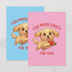 Tarjeta De Agradecimiento Ilustración de cachorro adorable con corazón