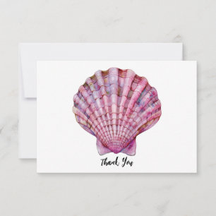 Tarjeta De Agradecimiento Ilustracion de concha rosa con acuarela vibrante