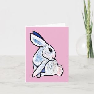 Tarjeta De Agradecimiento Ilustración de conejo blanco suave