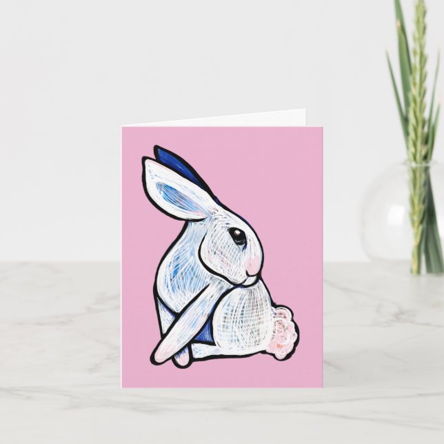 Tarjeta De Agradecimiento Ilustración de conejo blanco suave (Anverso)