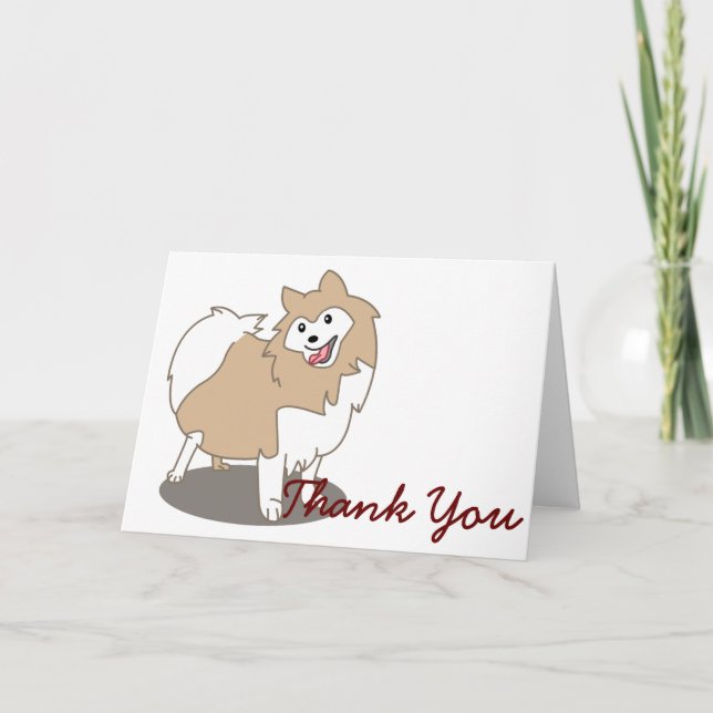 Tarjeta De Agradecimiento Ilustracion de Digitaces - perro de Pomeranian (Anverso)
