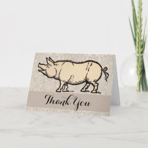 Tarjeta De Agradecimiento Ilustracion de época de cerda de cerdo