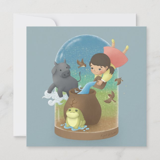 Tarjeta De Agradecimiento Ilustración de Érase una Vez: Kong-jwi & Pat-jwi (Anverso)