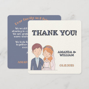 Tarjeta De Agradecimiento Ilustración de Esposos Simple Tipo Dibujo Animado 
