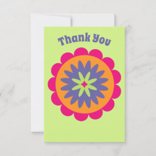 Tarjeta De Agradecimiento ilustración de formas florales naranjas y rosadas