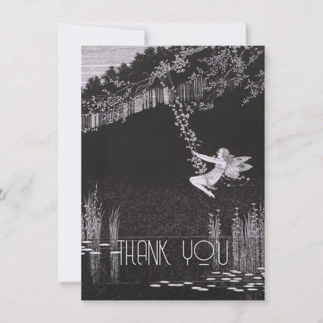 Tarjeta De Agradecimiento Ilustracion de hadas personalizado, retro (Anverso)