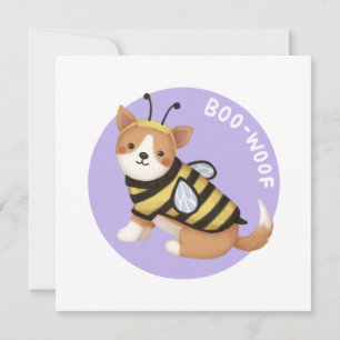 Tarjeta De Agradecimiento Ilustracion de Halloween: Boo-Woof (Corgi galés)