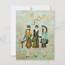 Tarjeta De Agradecimiento Ilustracion de moda de los años 30