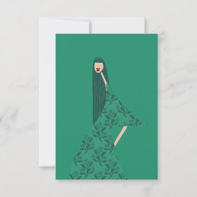 Tarjeta De Agradecimiento Ilustracion de moda floral de lápiz labial rojo (Anverso)