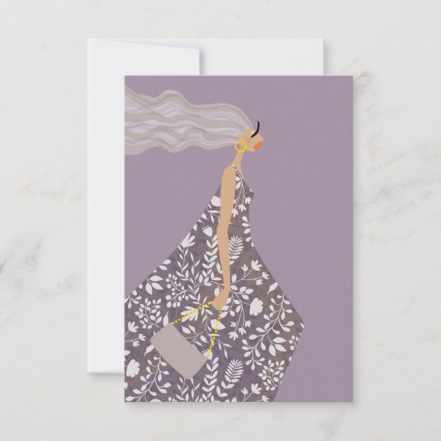 Tarjeta De Agradecimiento Ilustracion de moda Garden Swag Fashionista (Anverso)