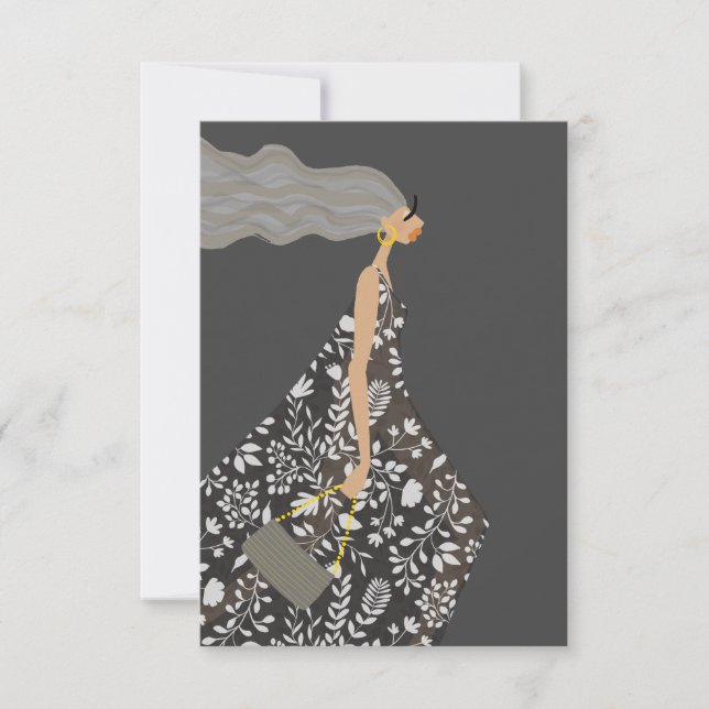 Tarjeta De Agradecimiento Ilustracion de moda Garden Swag Fashionista (Anverso)