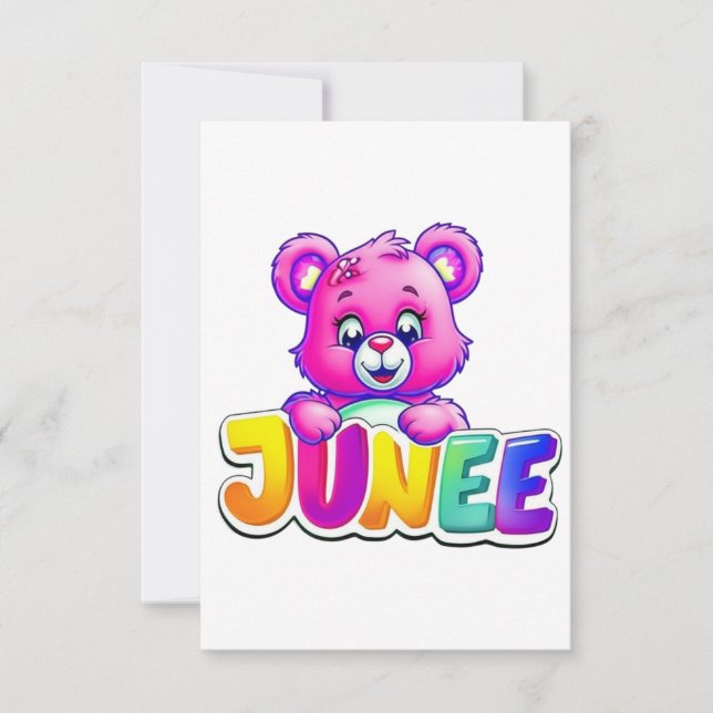 Tarjeta De Agradecimiento Ilustración de oso Junee adorable (Anverso)