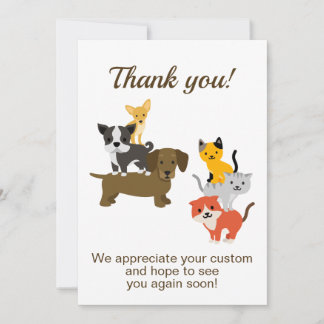 Tarjeta De Agradecimiento Ilustracion de perro de gato