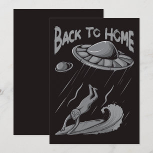 Tarjeta De Agradecimiento ilustración de surfista ovni alienígena con regres