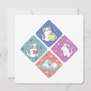 Tarjeta De Agradecimiento Ilustración del ajetreado día de Kitty
