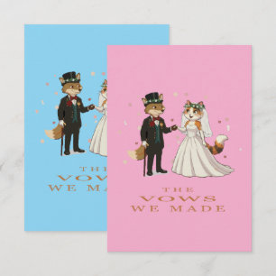 Tarjeta De Agradecimiento Ilustración del día de la boda del zorro y el gato