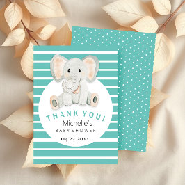 Tarjeta De Agradecimiento Ilustración en acuarela de elefante bebé lindo