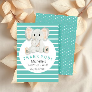 Tarjeta De Agradecimiento Ilustración en acuarela de elefante bebé lindo