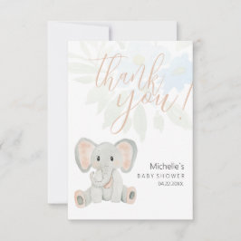 Tarjeta De Agradecimiento Ilustración en acuarela de elefante con rubor lind