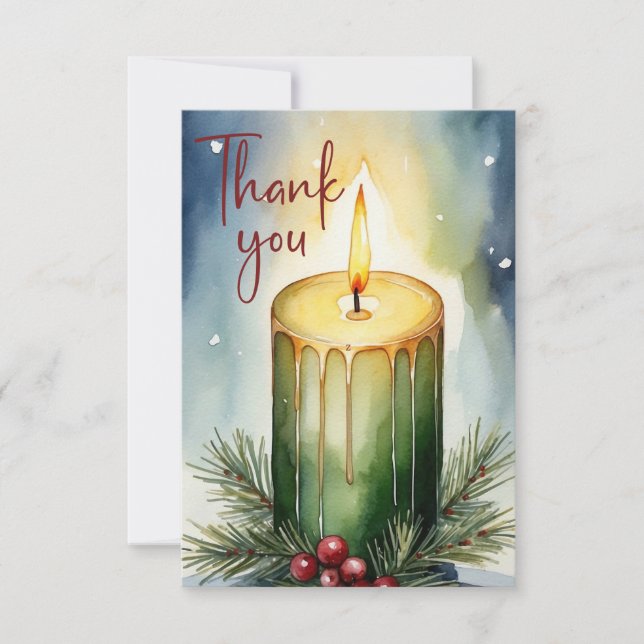 Tarjeta De Agradecimiento Ilustracion festivo de velas acuáticas (Anverso)