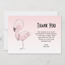 Tarjeta De Agradecimiento Ilustracion Flamingo Rosa
