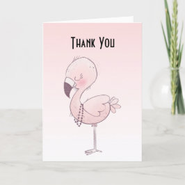 Tarjeta De Agradecimiento Ilustracion Flamingo Rosa