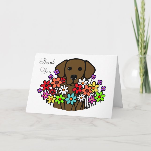 Tarjeta De Agradecimiento Ilustracion hermoso de Labrador del chocolate del (Anverso)