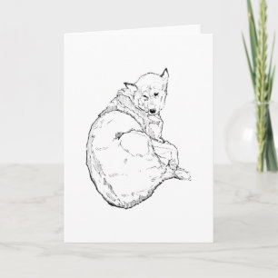 Tarjeta De Agradecimiento Ilustración minimalista de Husky Siberiano