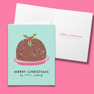 Tarjeta De Agradecimiento Ilustración moderna de pudín de Navidad feliz
