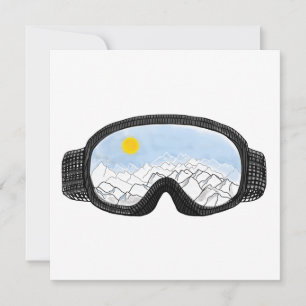 Tarjeta De Agradecimiento Ilustracion Ski Goggles Mountain View