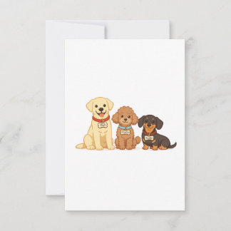 Tarjeta De Agradecimiento Ilustración Vectorial de Familia de Perro Adorable