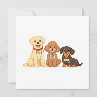 Tarjeta De Agradecimiento Ilustración Vectorial de Familia de Perro Adorable