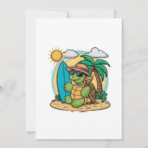 Tarjeta De Agradecimiento Ilustracion vectorial de una tortuga marina verde