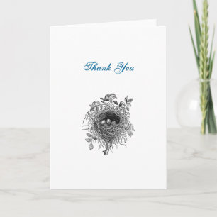 Tarjeta De Agradecimiento Ilustracion Vintage Bird Nest