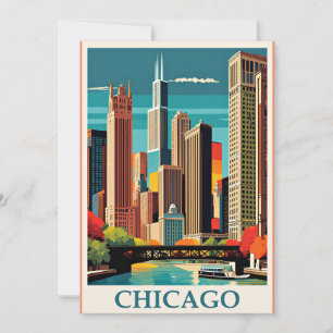 Tarjeta De Agradecimiento Ilustracion Vintage de Chicago