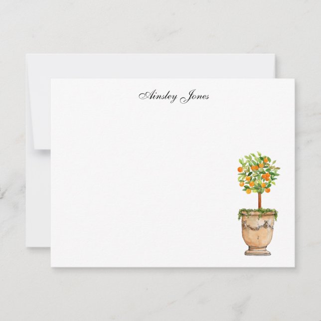 Tarjeta De Agradecimiento Ilustraciones de citrus de árbol naranja (Anverso)